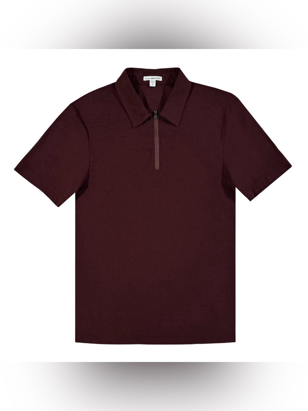James Perse Men's Dark Burgundy Short-Sleeve Half-Zip Polo